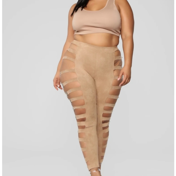 Fashion Nova Pants - Fashion Nova Buckle Up Suede Pants Taupe